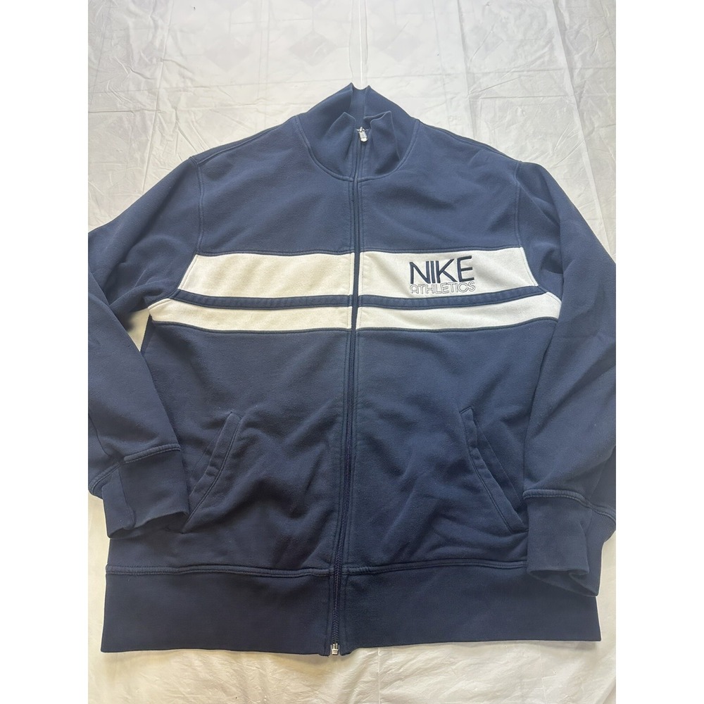 Nike Athletics Vintage Gray Tag Sweatshirt Zip Up Size Men's XL Blue